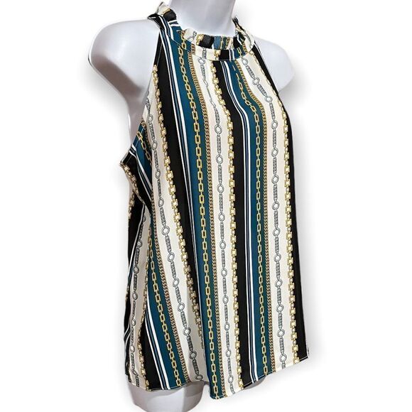 NWT Apt. 9  Chain Print Poly Halter Sleeveless Top - Picture 1 of 6